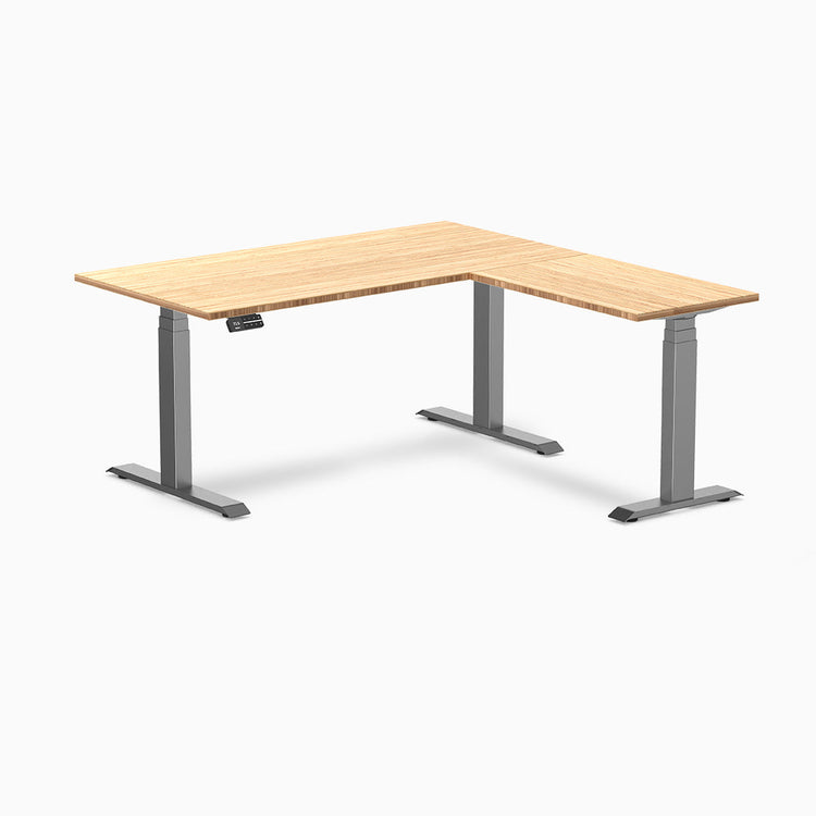 Bureau assis debout d'angle en bambou Desky