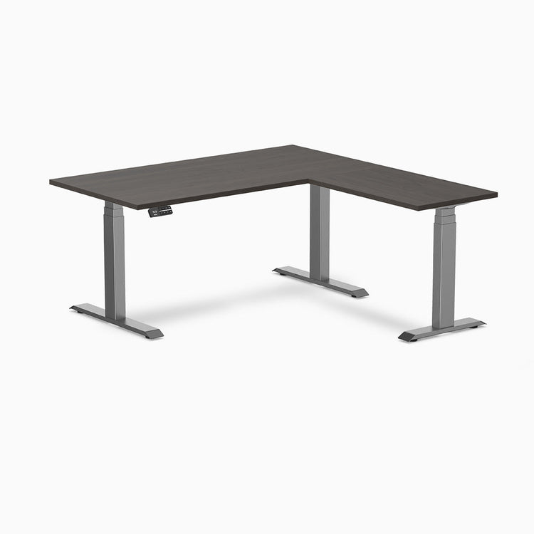 Bureau assis-debout d'angle en L en mélamine Desky Eco