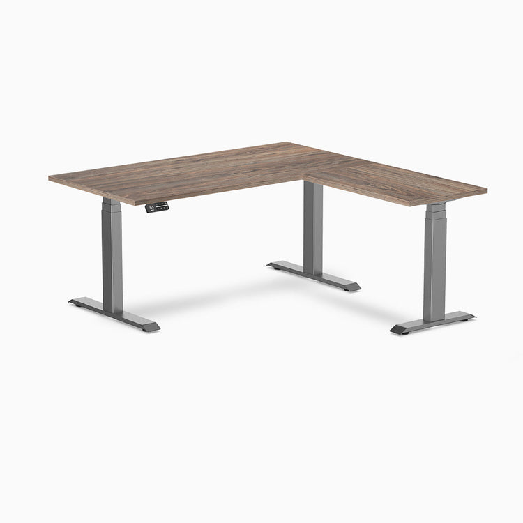 Bureau assis-debout d'angle en L en mélamine Desky Eco