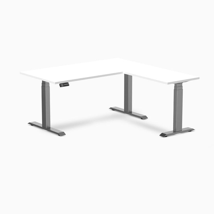 Bureau assis-debout d'angle en L en mélamine Desky Eco