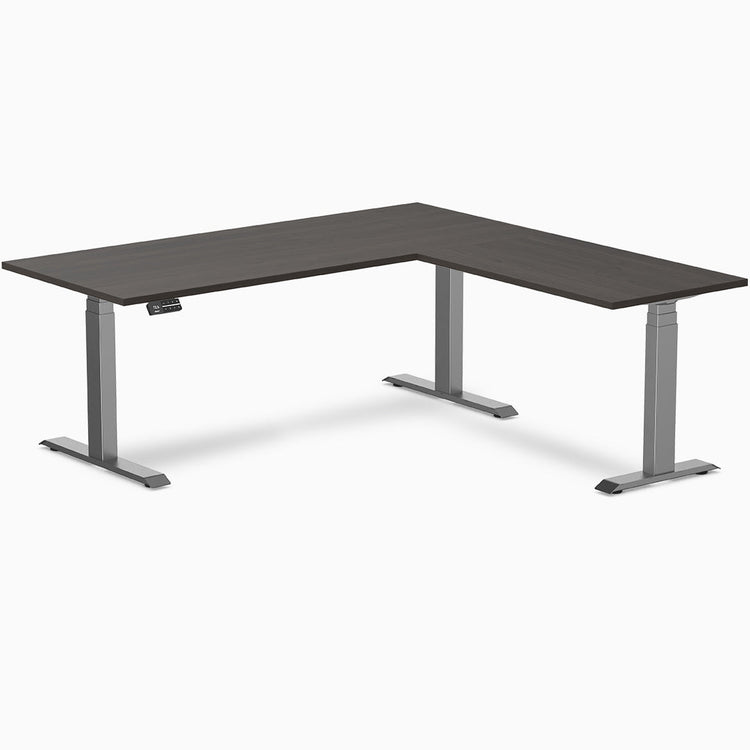 Bureau assis-debout d'angle en L en mélamine Desky Eco
