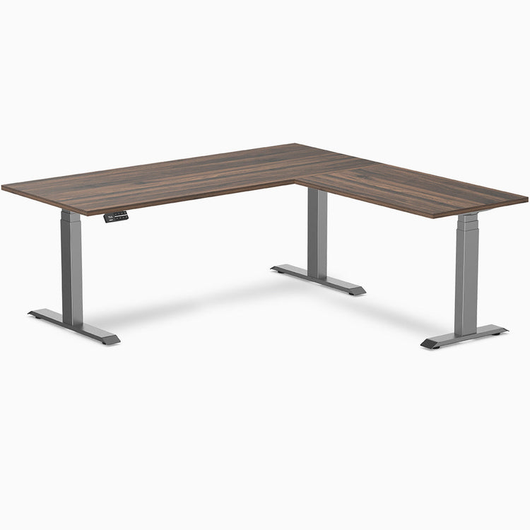 Bureau assis-debout d'angle en L en mélamine Desky Eco