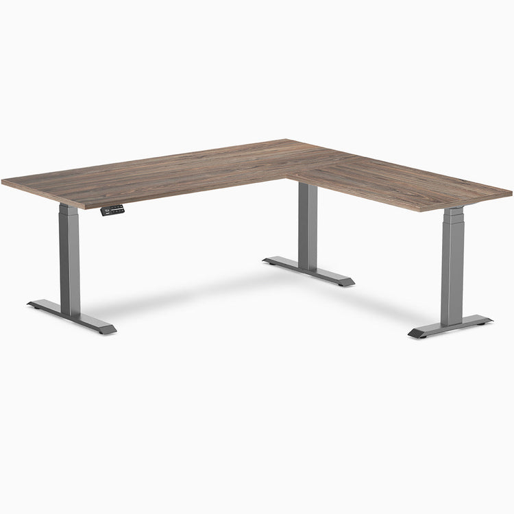 Bureau assis-debout d'angle en L en mélamine Desky Eco