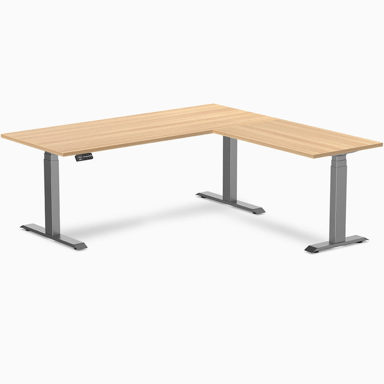Bureau assis-debout d'angle en L en mélamine Desky Eco