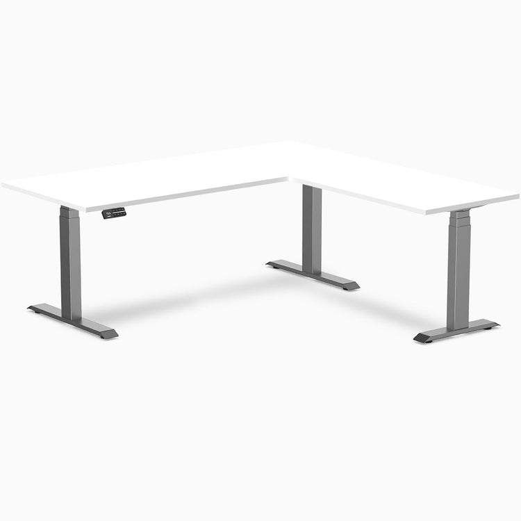 Bureau assis-debout d'angle en L en mélamine Desky Eco