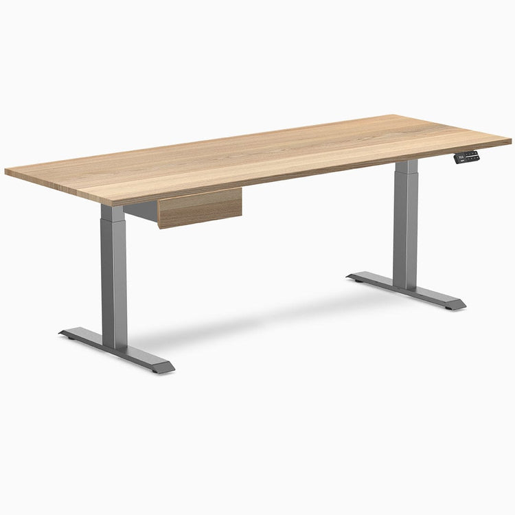Desky Dual höhenverstellbarer Hartholz-Schreibtisch mit Schublade