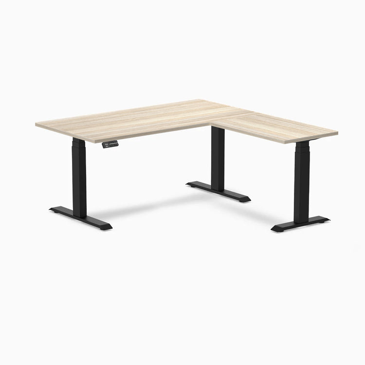 Bureau assis-debout d'angle en L en mélamine Desky Eco