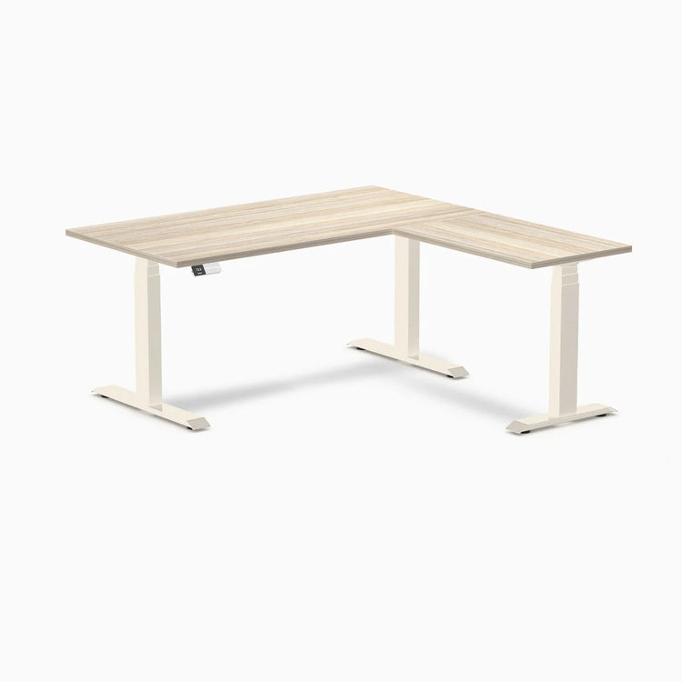 Bureau assis-debout d'angle en L en mélamine Desky Eco