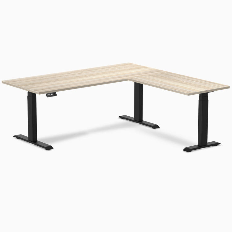 Bureau assis-debout d'angle en L en mélamine Desky Eco
