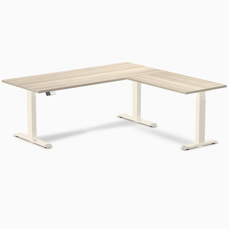 Bureau assis-debout d'angle en L en mélamine Desky Eco