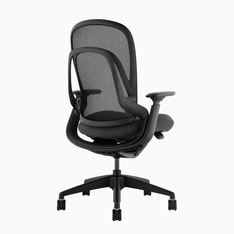 Ergonomiczny fotel biurowy Desky Pivot w kolorze czarnym bez zagłówka