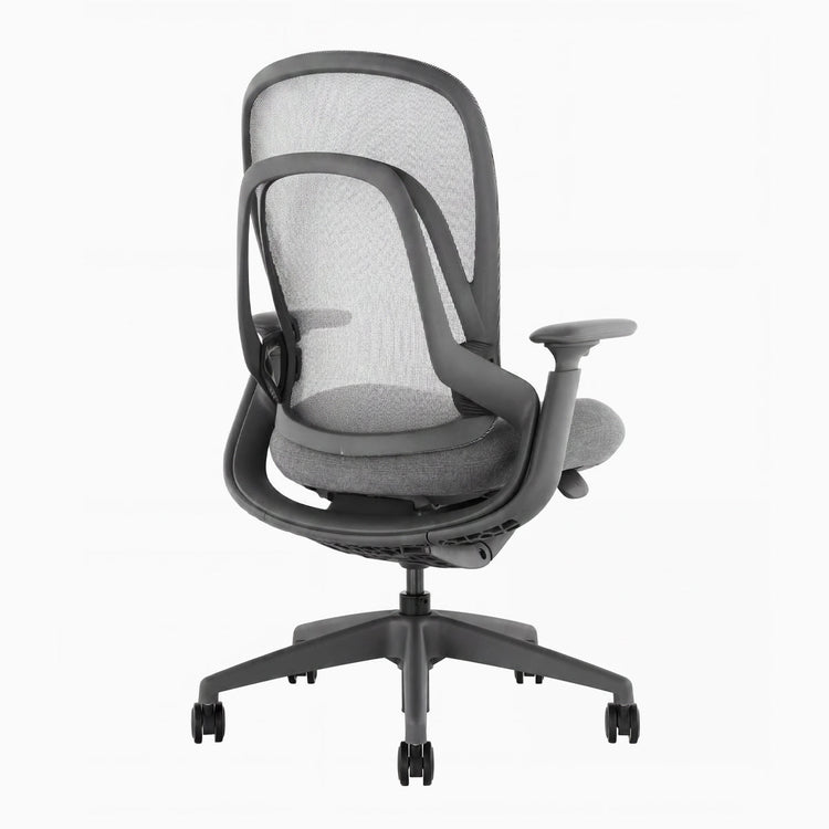 Ergonomiczne krzesło biurowe Desky Pivot w kolorze szarym bez zagłówka, tył