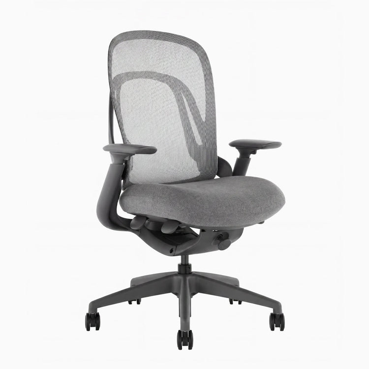 Ergonomiczny fotel biurowy Desky Pivot w kolorze szarym bez zagłówka