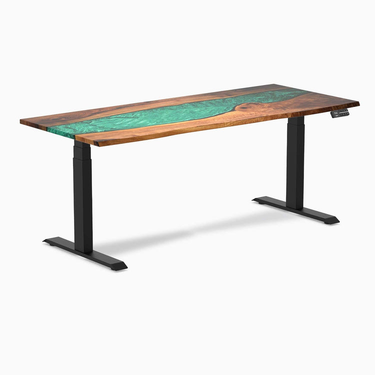 Desky Dual Resin Hardwood Sit Stand Desk