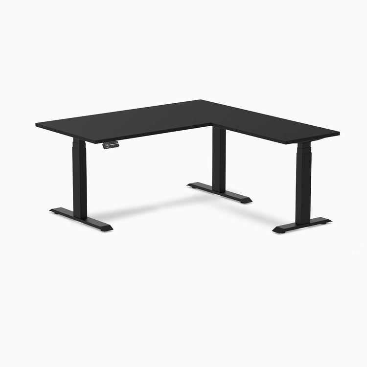 Bureau assis-debout d'angle en L en mélamine Desky Eco