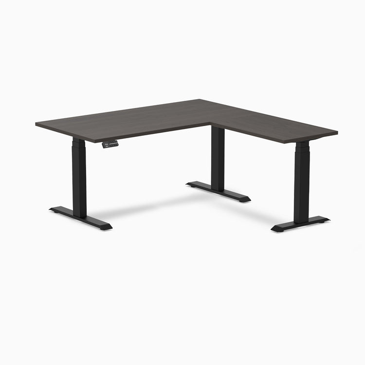 Bureau assis-debout d'angle en L en mélamine Desky Eco