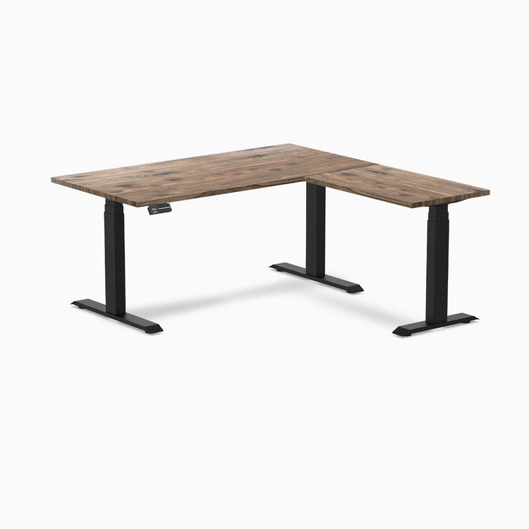 Desky Hardwood L-Shape Sit Stand Desk