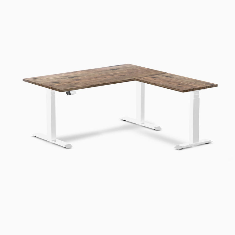 Desky Hardwood L-Shape Sit Stand Desk