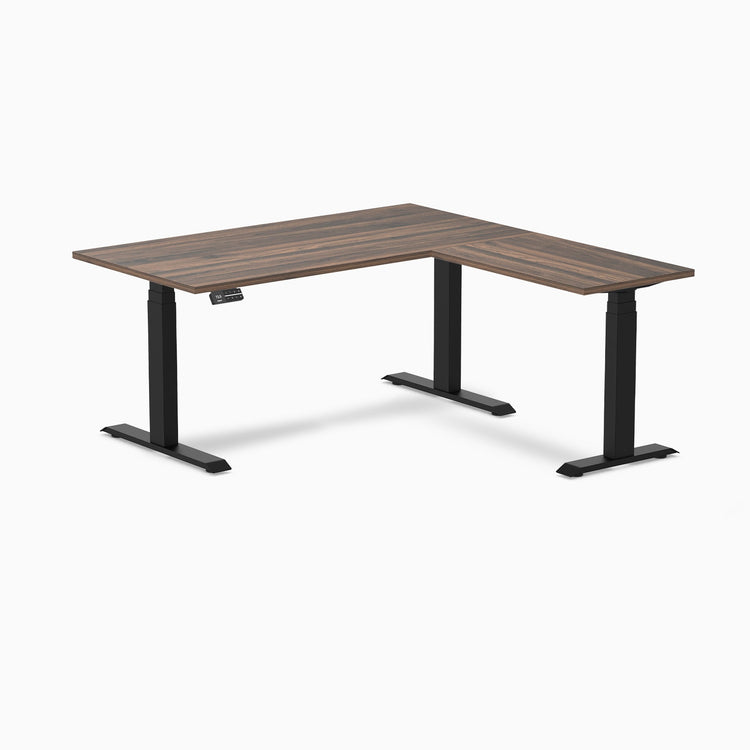 Bureau assis-debout d'angle en L en mélamine Desky Eco