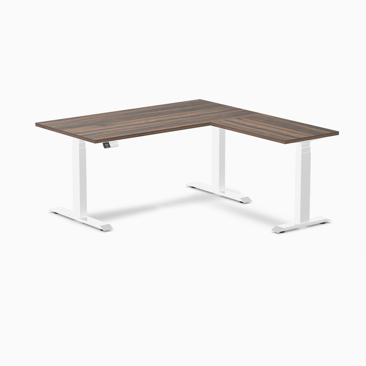 Bureau assis-debout d'angle en L en mélamine Desky Eco