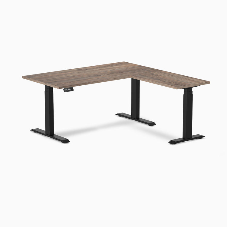 Bureau assis-debout d'angle en L en mélamine Desky Eco