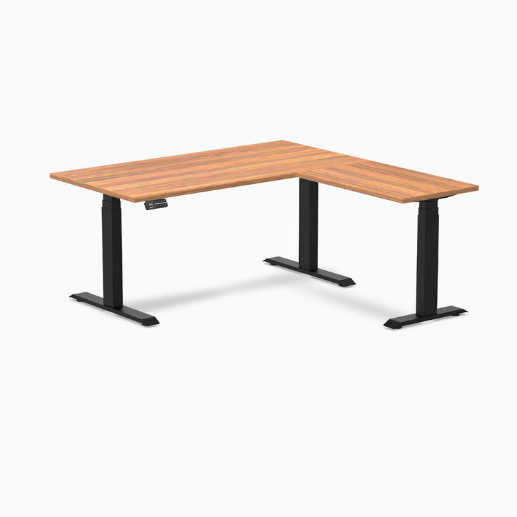 Bureau assis-debout d'angle en L en mélamine Desky Eco