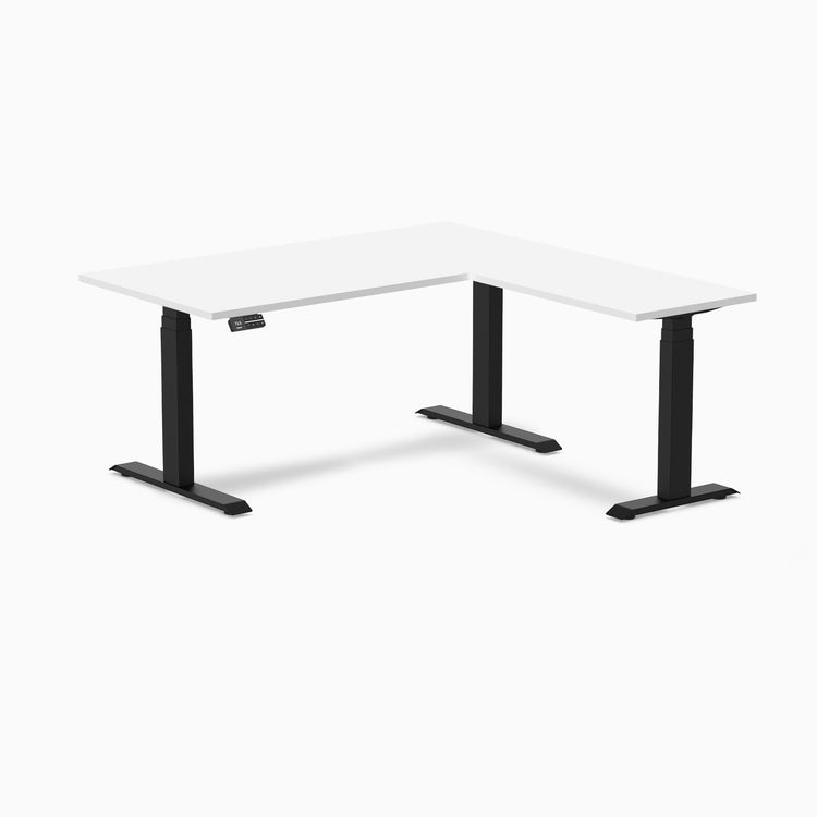 Bureau assis-debout d'angle en L en mélamine Desky Eco