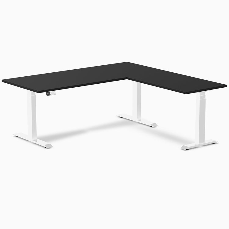 Bureau assis-debout d'angle en L en mélamine Desky Eco