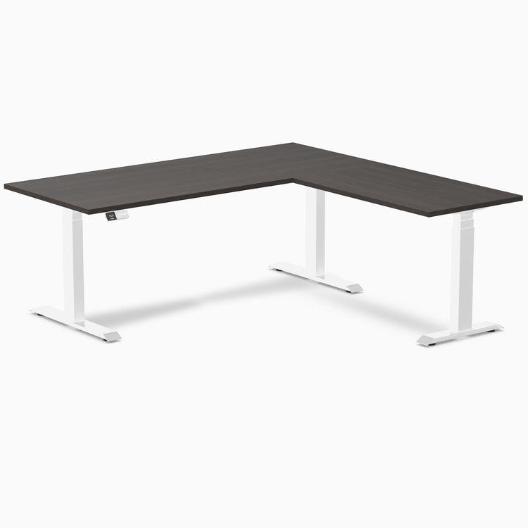 Bureau assis-debout d'angle en L en mélamine Desky Eco