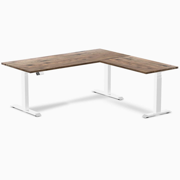 Desky Hardwood L-Shape Sit Stand Desk