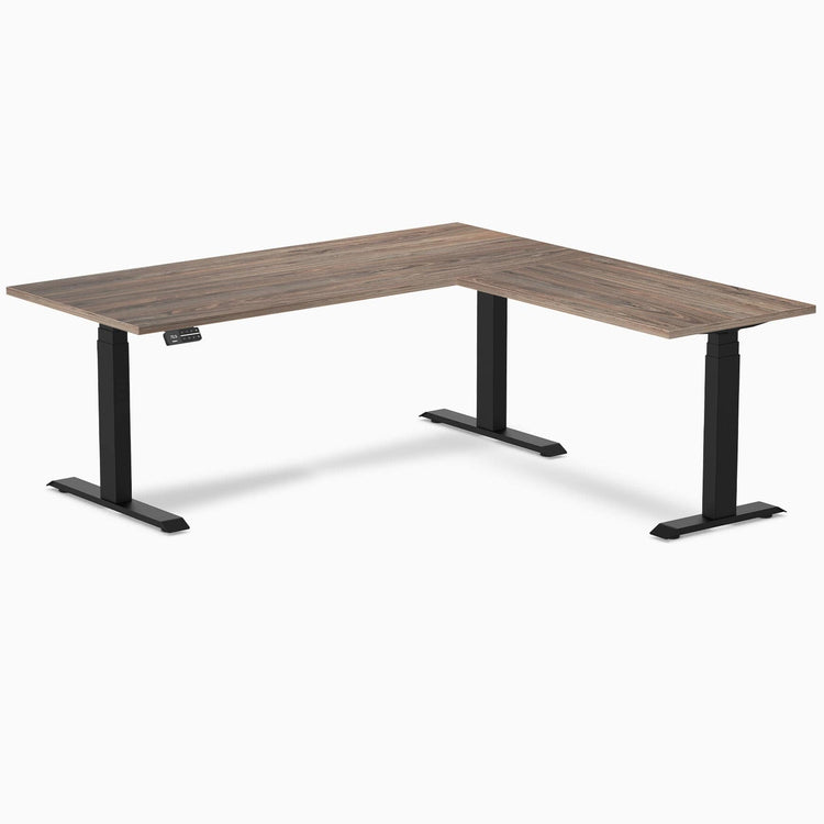 Bureau assis-debout d'angle en L en mélamine Desky Eco