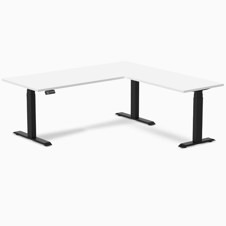 Bureau assis-debout d'angle en L en mélamine Desky Eco