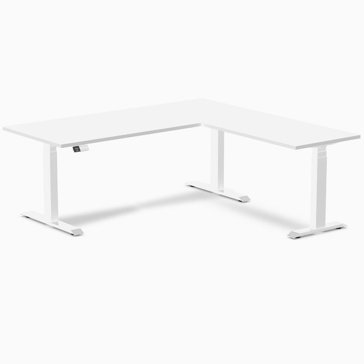Bureau assis-debout d'angle en L en mélamine Desky Eco