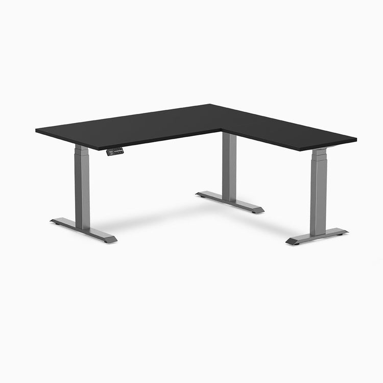 Bureau assis-debout d'angle en L en mélamine Desky Eco