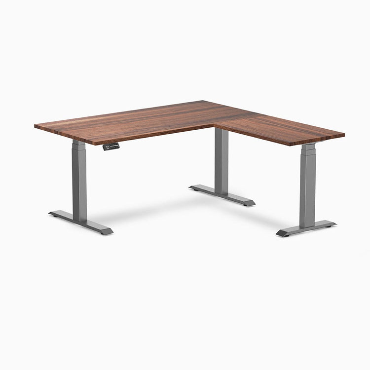 Desky Hardwood L-Shape Sit Stand Desk
