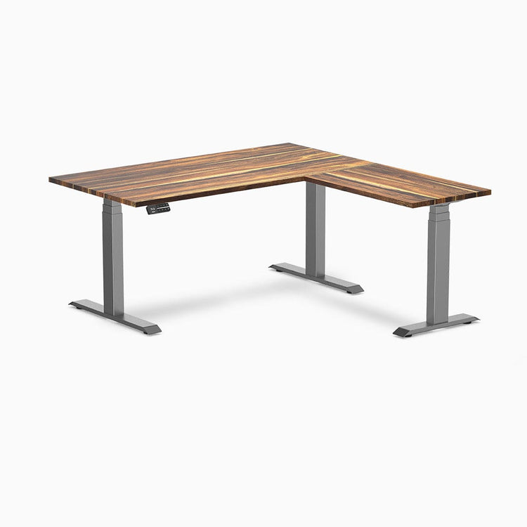 Desky Hardwood L-Shape Sit Stand Desk