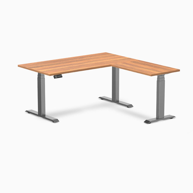 Bureau assis-debout d'angle en L en mélamine Desky Eco