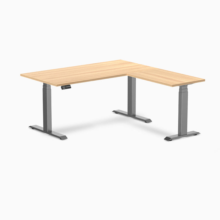 Bureau assis-debout d'angle en L en mélamine Desky Eco