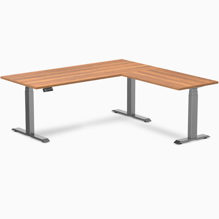 Bureau assis-debout d'angle en L en mélamine Desky Eco