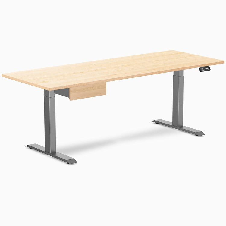 Desky Dual höhenverstellbarer Hartholz-Schreibtisch mit Schublade