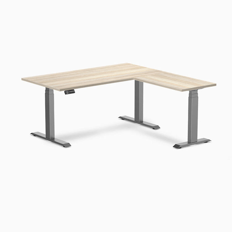 Bureau assis-debout d'angle en L en mélamine Desky Eco