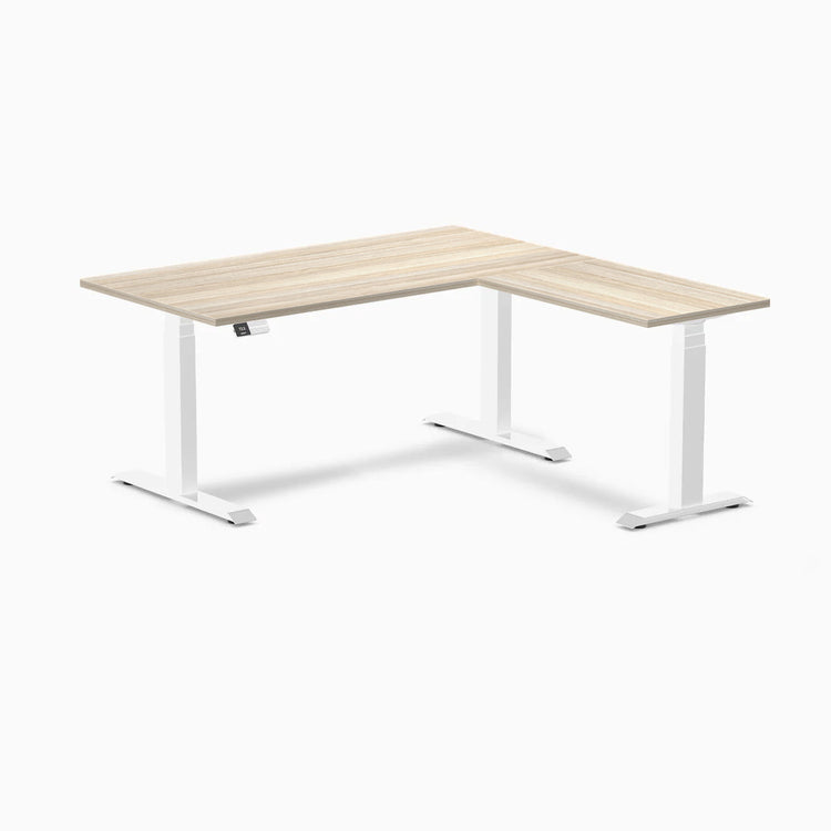 Bureau assis-debout d'angle en L en mélamine Desky Eco