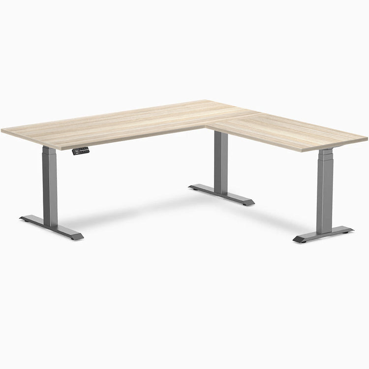 Bureau assis-debout d'angle en L en mélamine Desky Eco