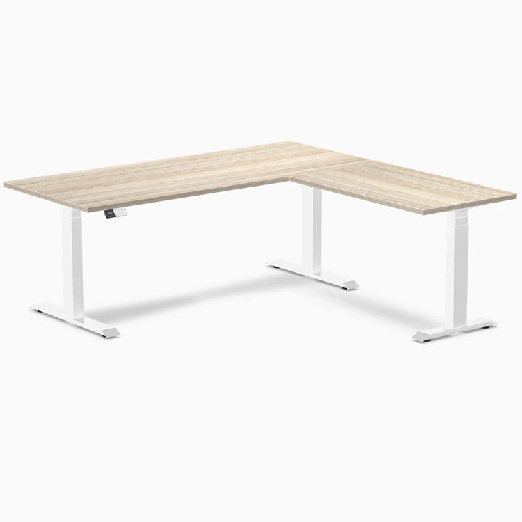 Bureau assis-debout d'angle en L en mélamine Desky Eco