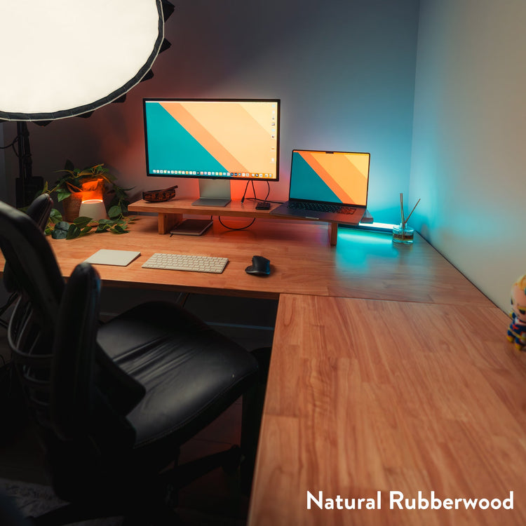 Desky Zero Rubberwood L-Shape Office Desk