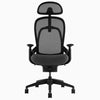 Ergonomiczny fotel biurowy Desky Pivot w kolorze czarnym z zagłówkiem, przód