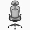 Ergonomiczny fotel biurowy Desky Pivot w kolorze szarym z zagłówkiem, tył