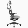 Ergonomiczny fotel biurowy Desky Pivot w kolorze szarym z zagłówkiem, profil