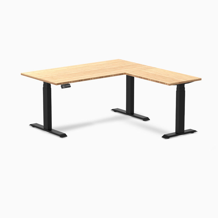 Bureau assis debout d'angle en bambou Desky