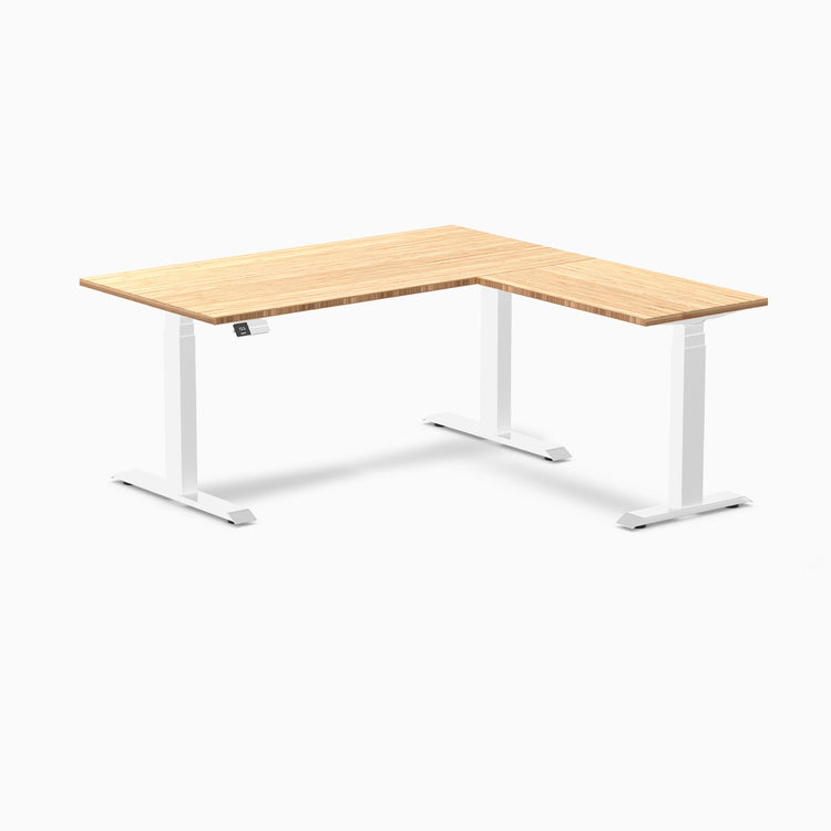Bureau assis debout d'angle en bambou Desky